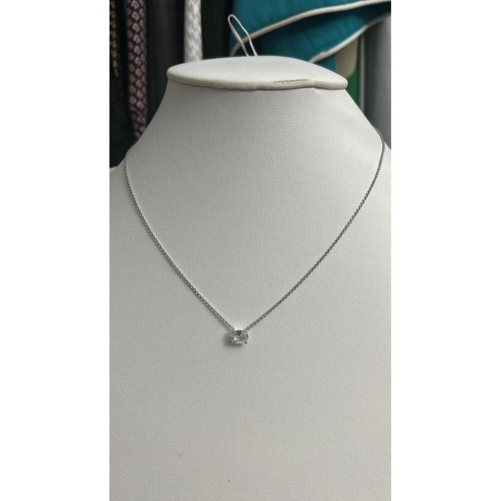 Eliot Danori Delicate Silver-Tone Necklace with Clear Solitaire Pendant